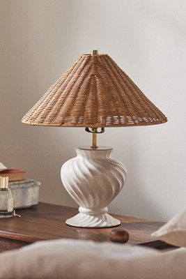 Angelica Twisted Ceramic  Rattan Table Lamp | Anthropologie (US)