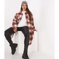 Red Check Longline Shacket | Simply Be (UK)