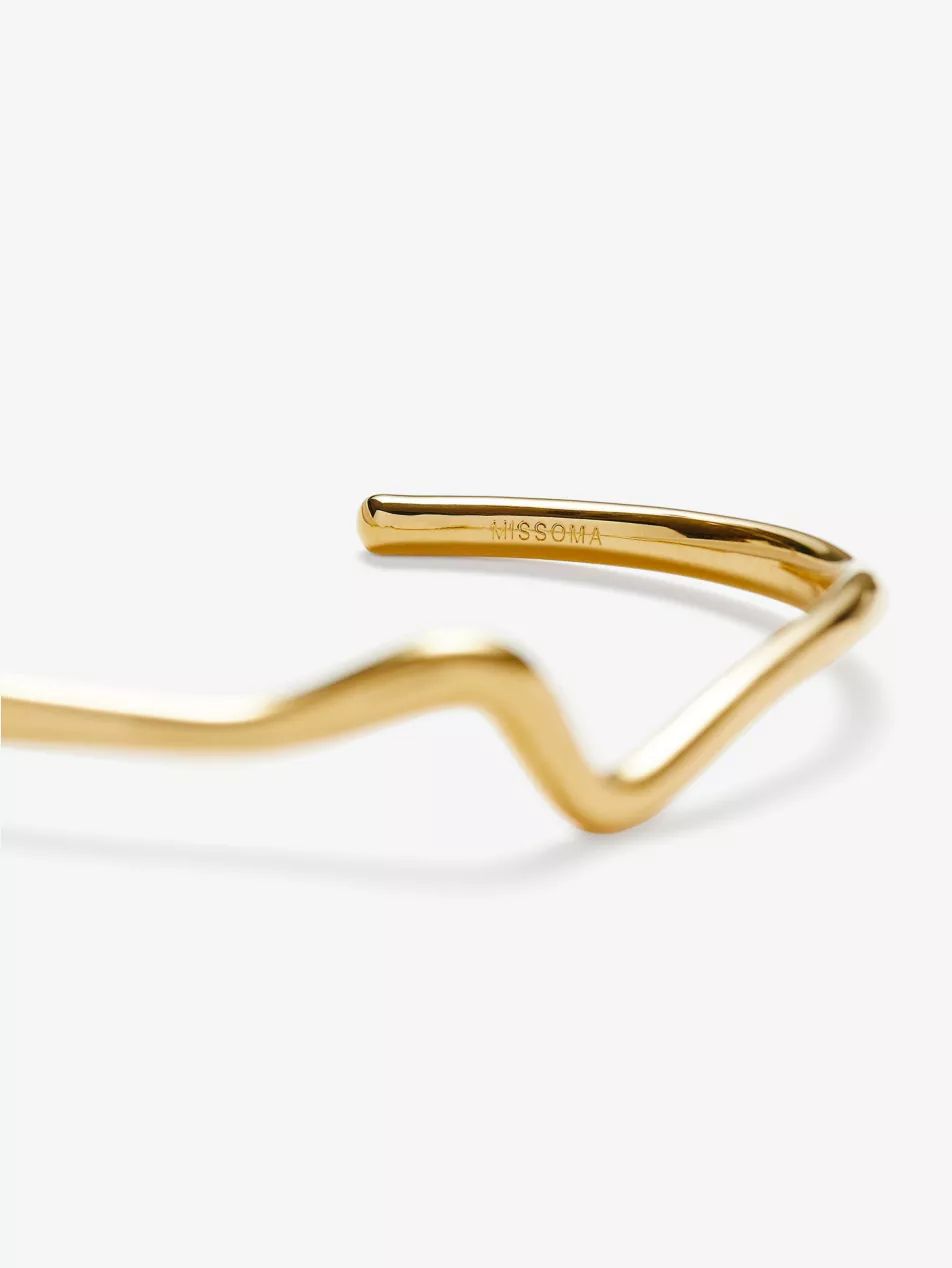 Molten wave-design 18ct recycled gold-plated brass cuff bracelet | Selfridges