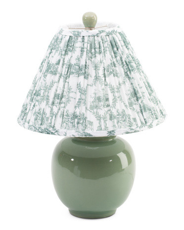 18in Ceramic Orb Table Lamp With Pleated Shade | Furniture & Lighting | Marshalls | Marshalls