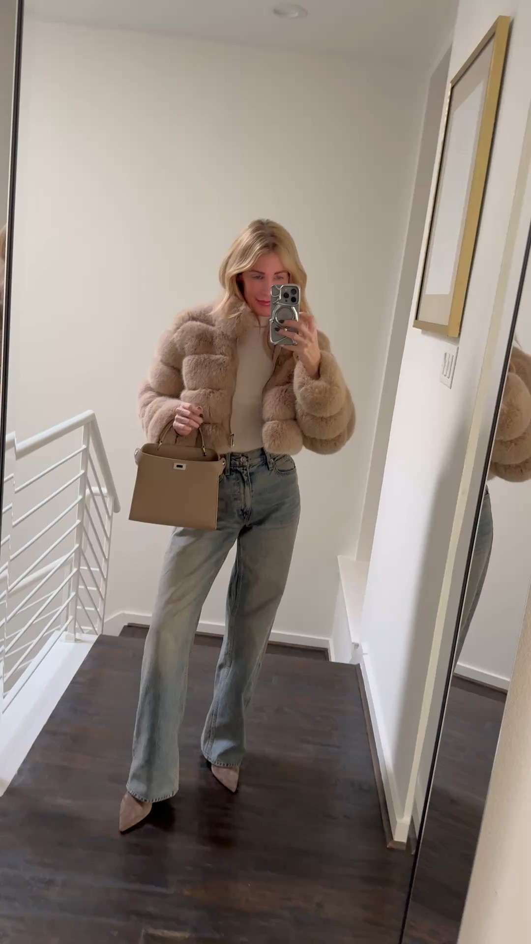 This cropped faux fur jacket instantly elevates even the simplest outfit. It adds texture, warmth, and that luxe factor without feeling bulky, which makes it perfect for dressing up denim or layering over a sleek evening look. I’m wearing an XS in the cropped faux fur jacket, and it fits true to size. 

 #LTKootd #LTKOver40 #LTKFindsUnder100