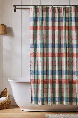 Willow Cotton Plaid Woven Shower Curtain | Anthropologie (US)