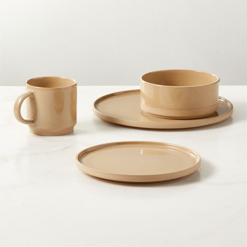Darra 4-Piece Natural Recycled Stoneware Dinnerware Set with Soup Bowl | CB2 | CB2