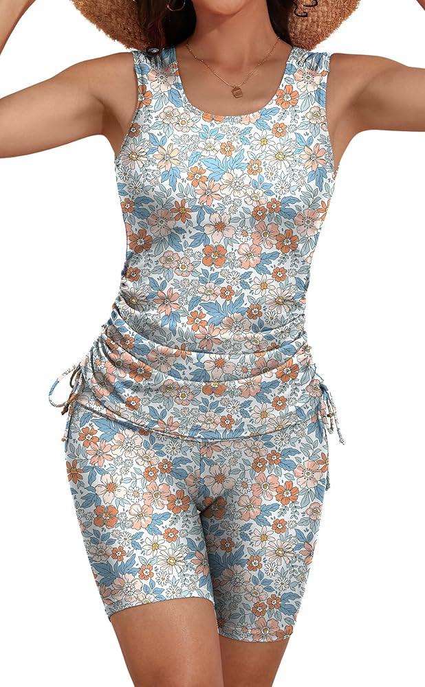 B2prity Tankini Swimsuits for Women Tummy Control Two Piece Bathing Suit Tank Top with Shorts Sid... | Amazon (US)