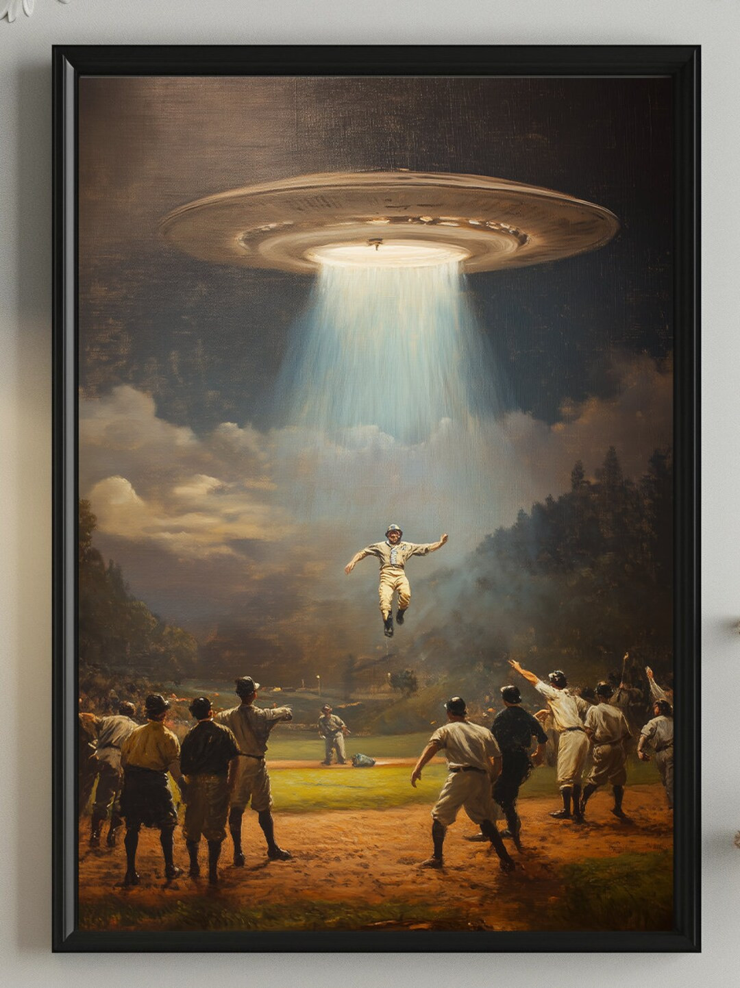 19th Century Baseball UFO Abduction Oil Painting Digital Download, Vintage Sci-fi Art, Retro Base... | Etsy (US)