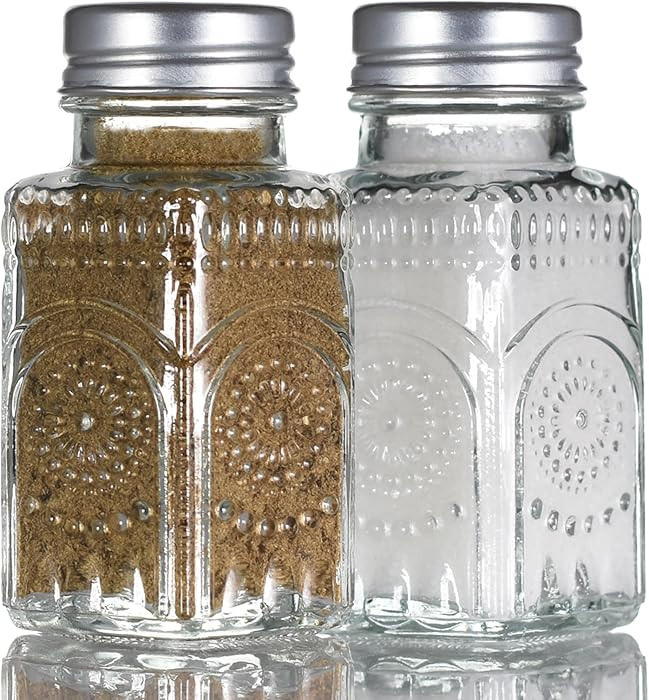 2 Pack Glass Salt and Pepper Shakers Set, Vintage Spice Shakers for Dining Room Table, Kitchen, R... | Amazon (US)