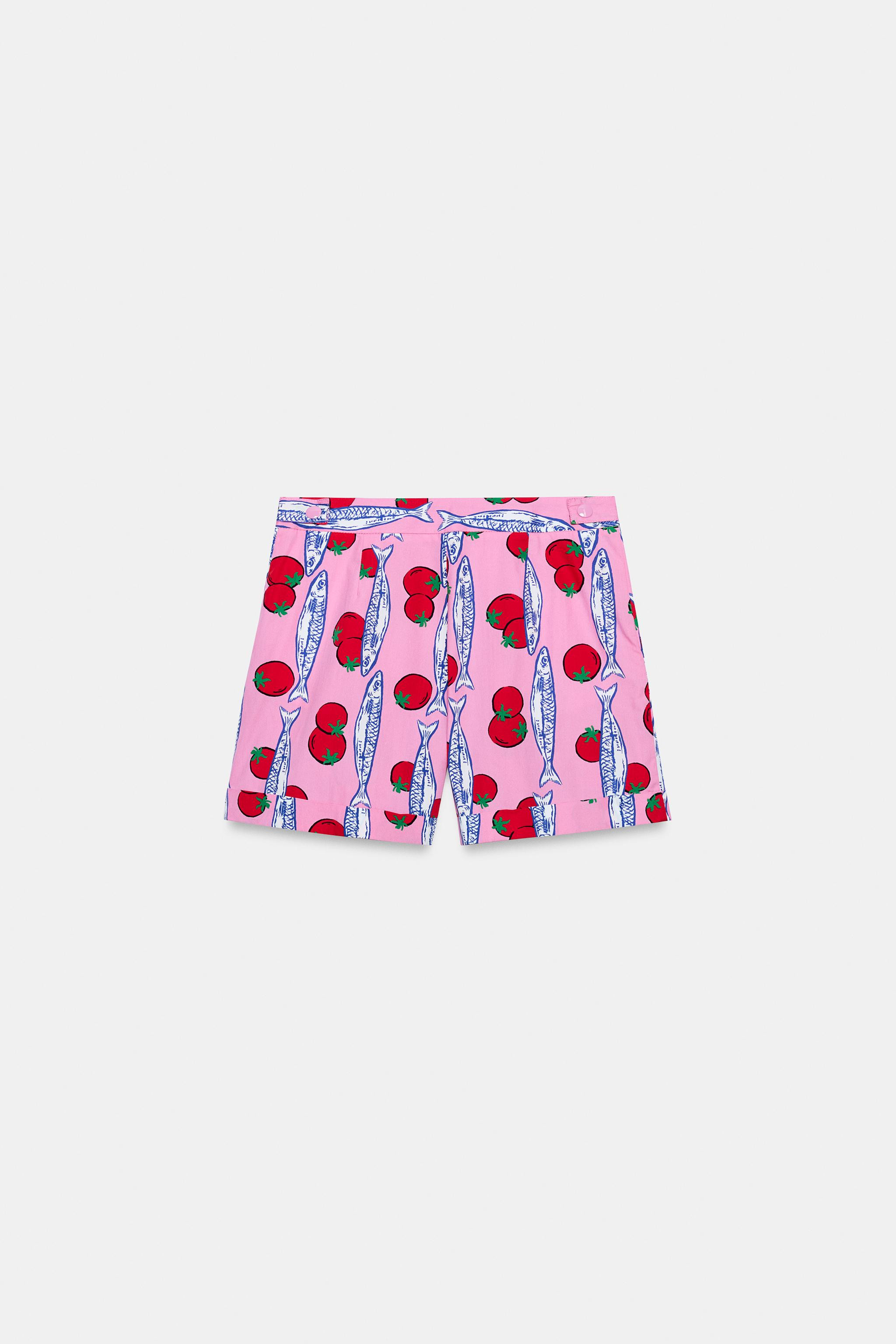 PRINTED PLEATED SHORTS | Zara US