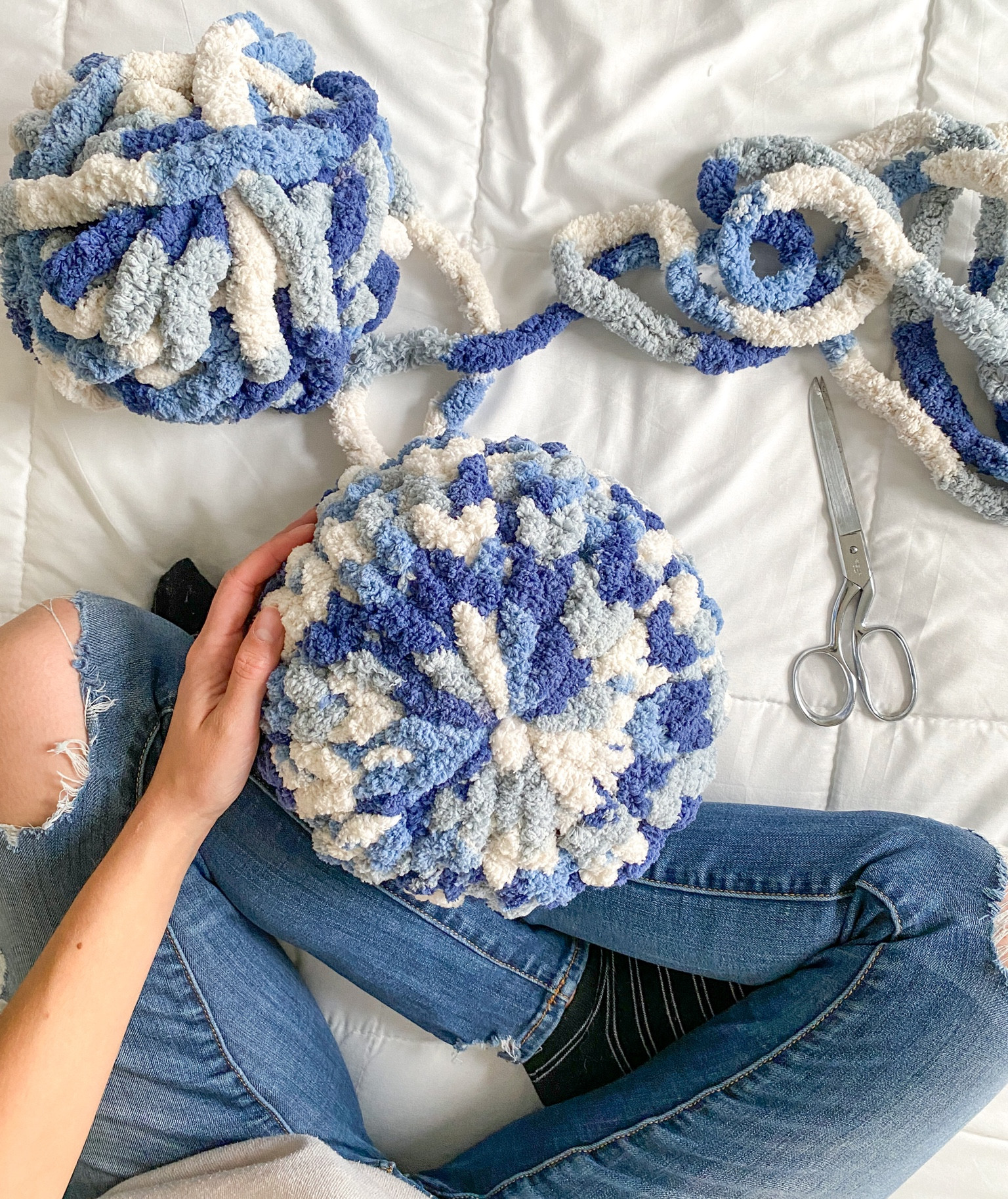 Chunky round pillow pouf in the color moody blues! 

#LTKkids #LTKHoliday #LTKGiftGuide