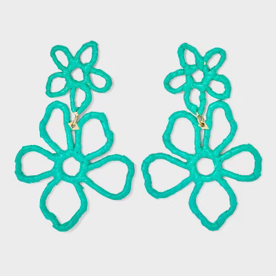 Post Two Flower Rafia Hollow Earrings - A New Day™ | Target