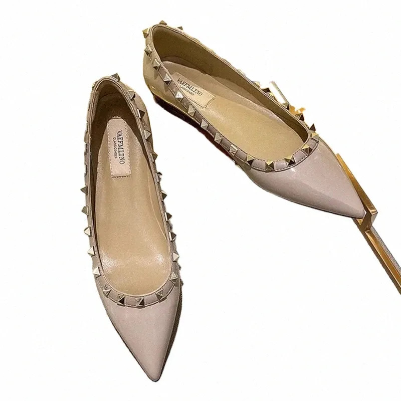 flat Shoes Women Flats Fi Studded Pointed-toe Pumps Patent Leather Thin Shoes Office Lady Work Sh... | DHGate