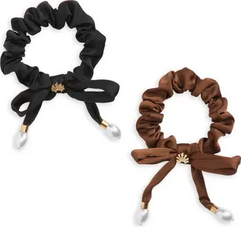 2-Pack Faux Pearl Bow Scrunchie Set | Nordstrom
