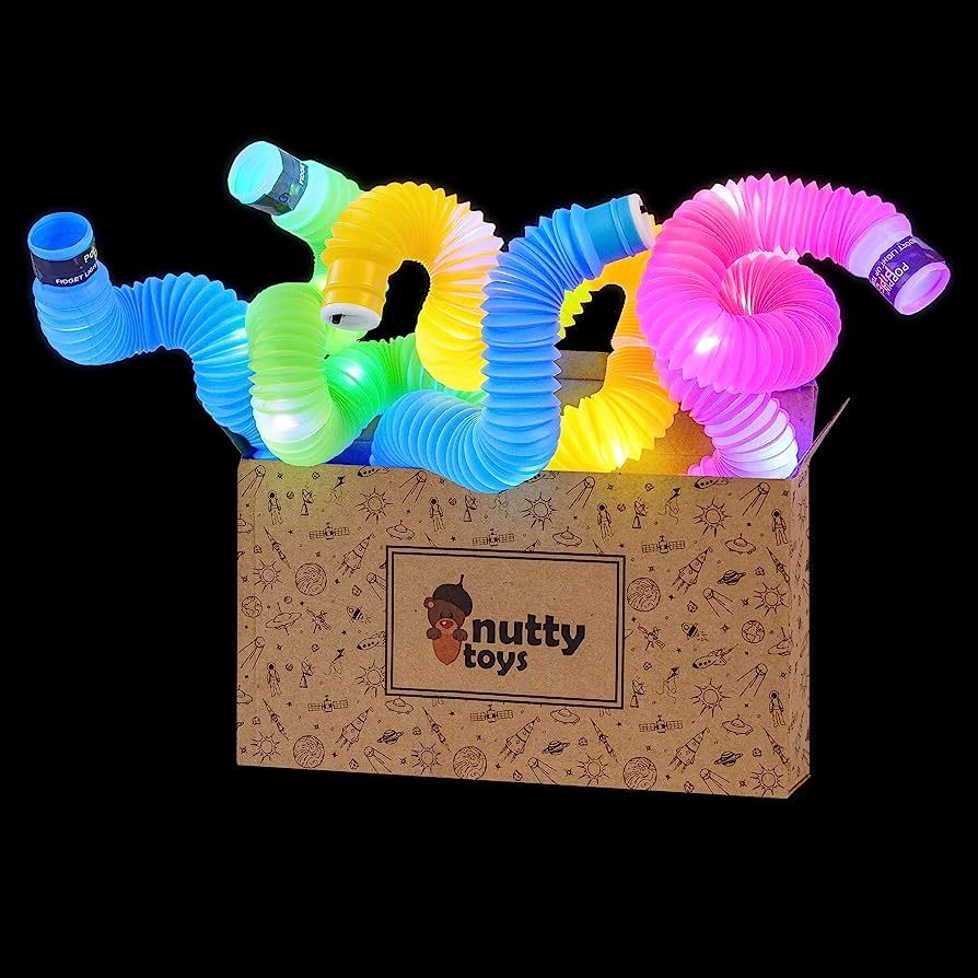 Nutty Toys Light Up Pop Tubes Sensory Toys - Glow Sticks for Kids, Fine Motor Skills Toddler Toy,... | Amazon (US)