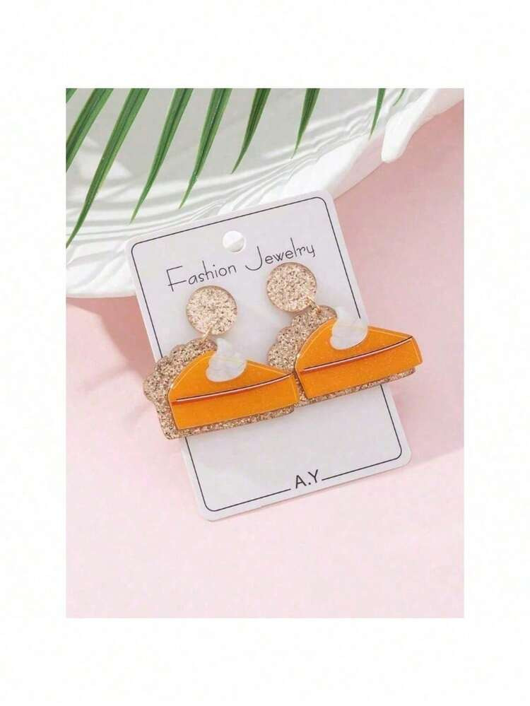 1 Pair Thanksgiving Pumpkin Pie Earrings For Women, Cute Holiday Jewelry Accessory For Parties Ga... | SHEIN