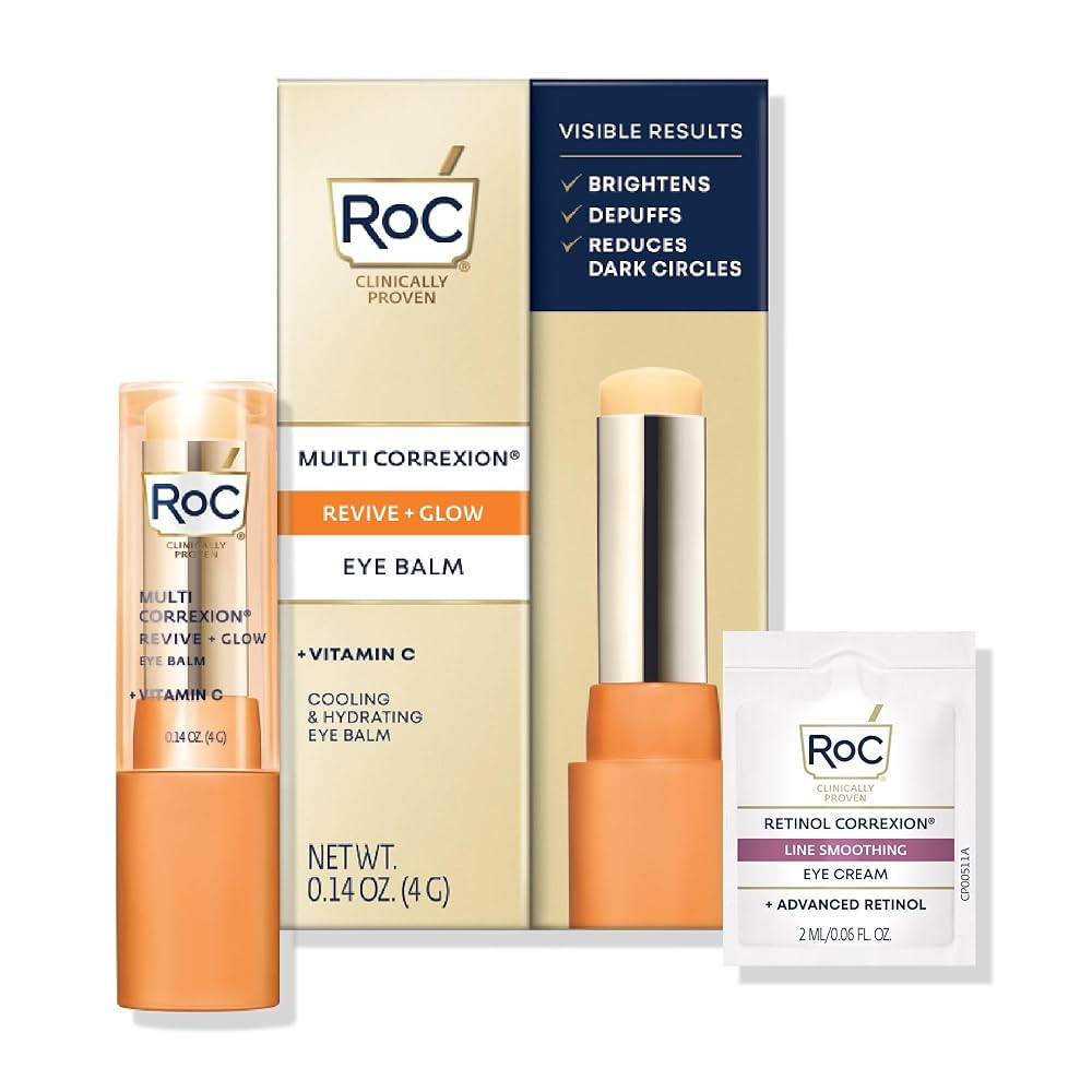 RoC Multi Correxion Revive + Glow Vitamin C Eye Balm (0.14 oz) with Retinol Eye Cream Packette | Amazon (US)