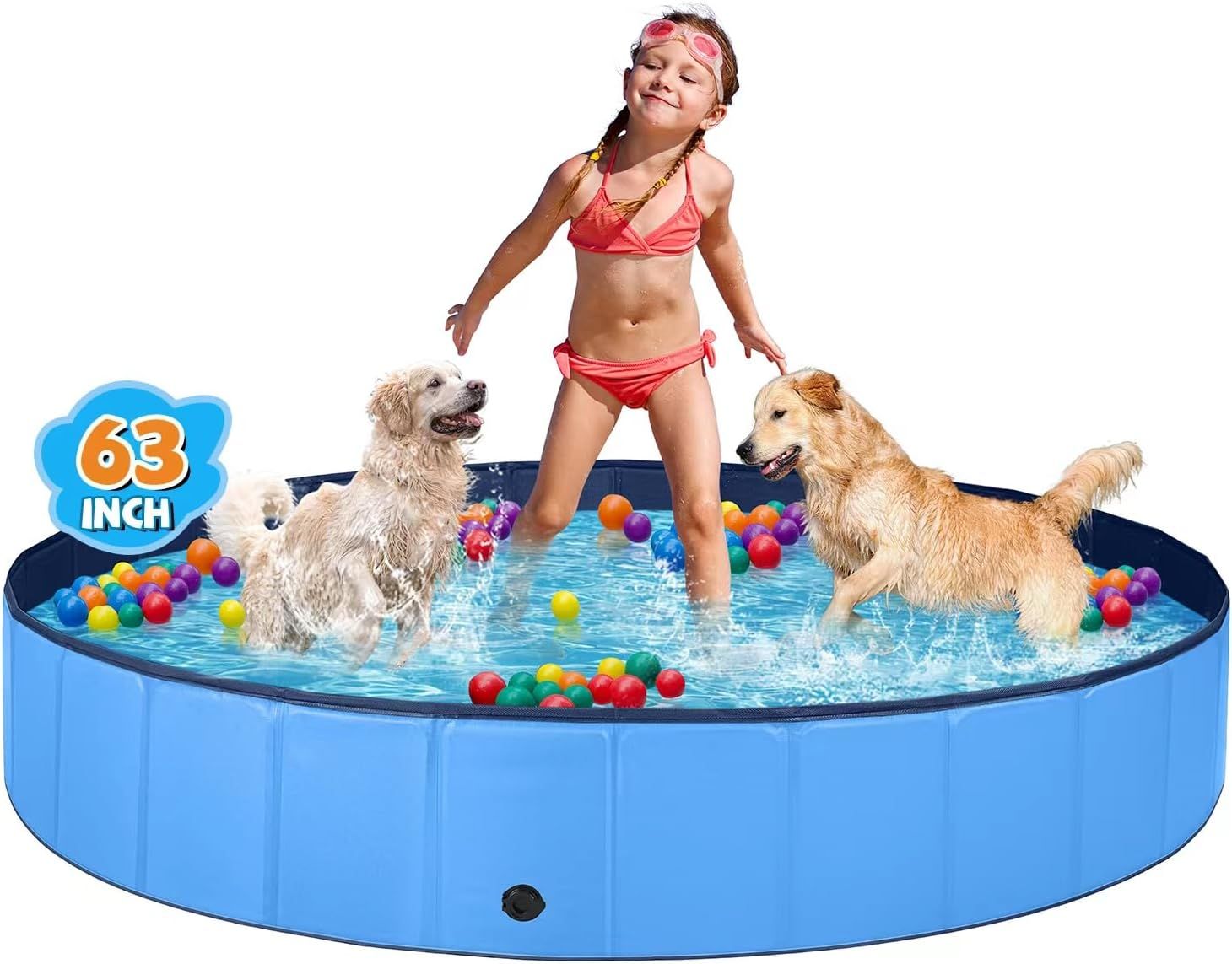 Jecoo Dog Pool for Large Dogs Kiddie Pool Hard Plastic Foldable Dog Bathing Tub Portable Outside ... | Amazon (US)
