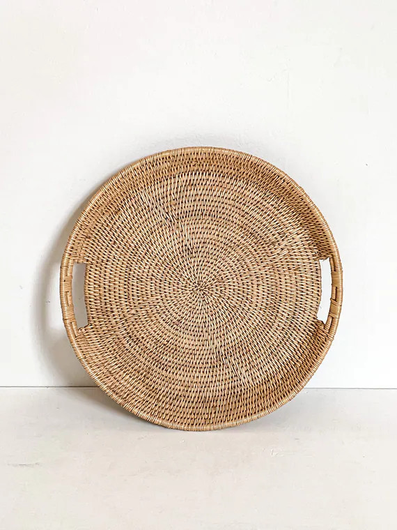Decorative Round Basket Tray Coffee Table Tray Serving Tray - Etsy UK | Etsy (UK)