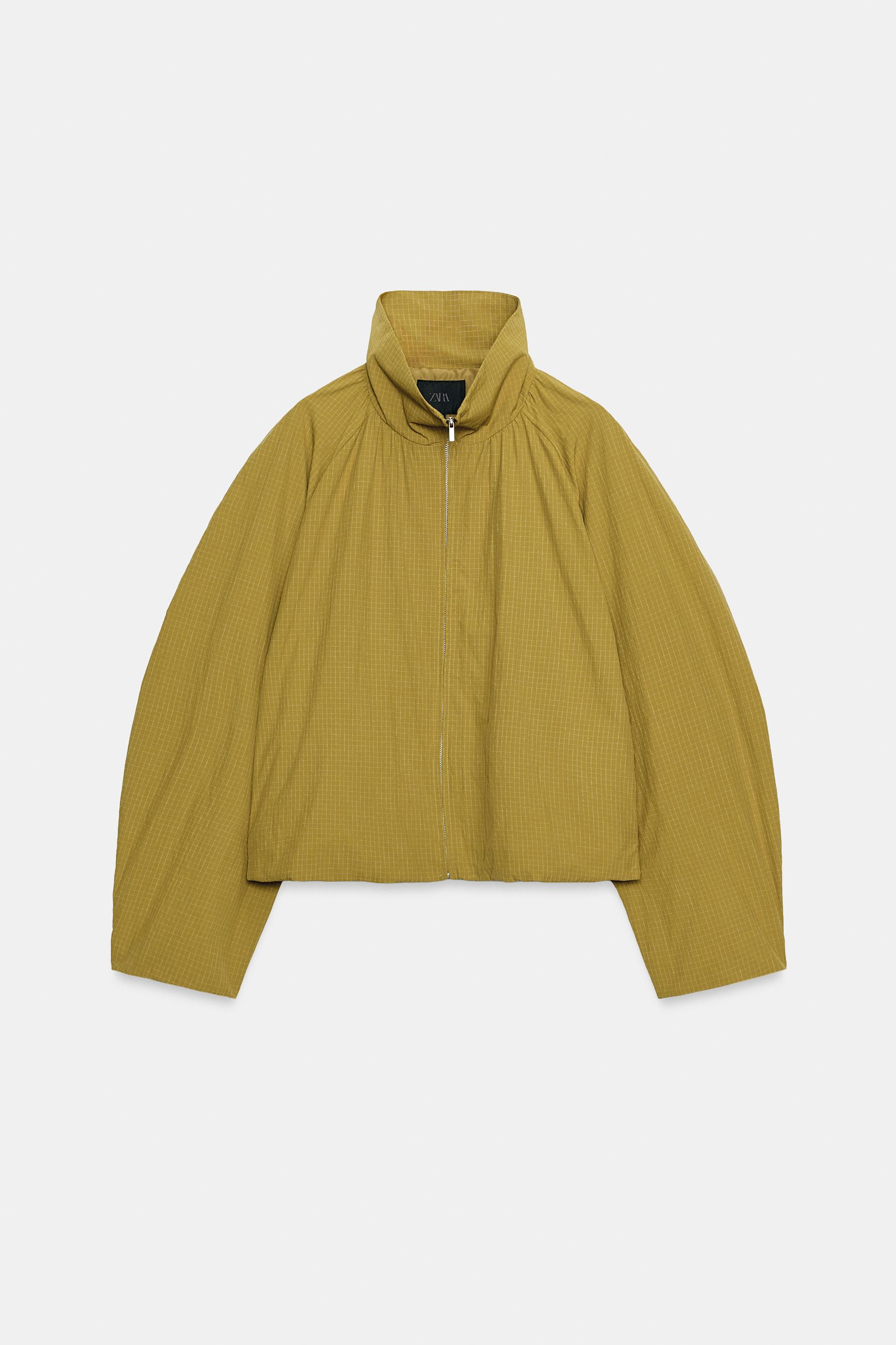 Zara - Faux Leather Gathered Jacket - Mustard - L - Woman | Zara US