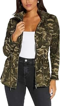 SheKiss Women Camouflage Paint Lightweight Jackets Long Sleeve Zipper Canvas Camo with Pockets | Amazon (US)