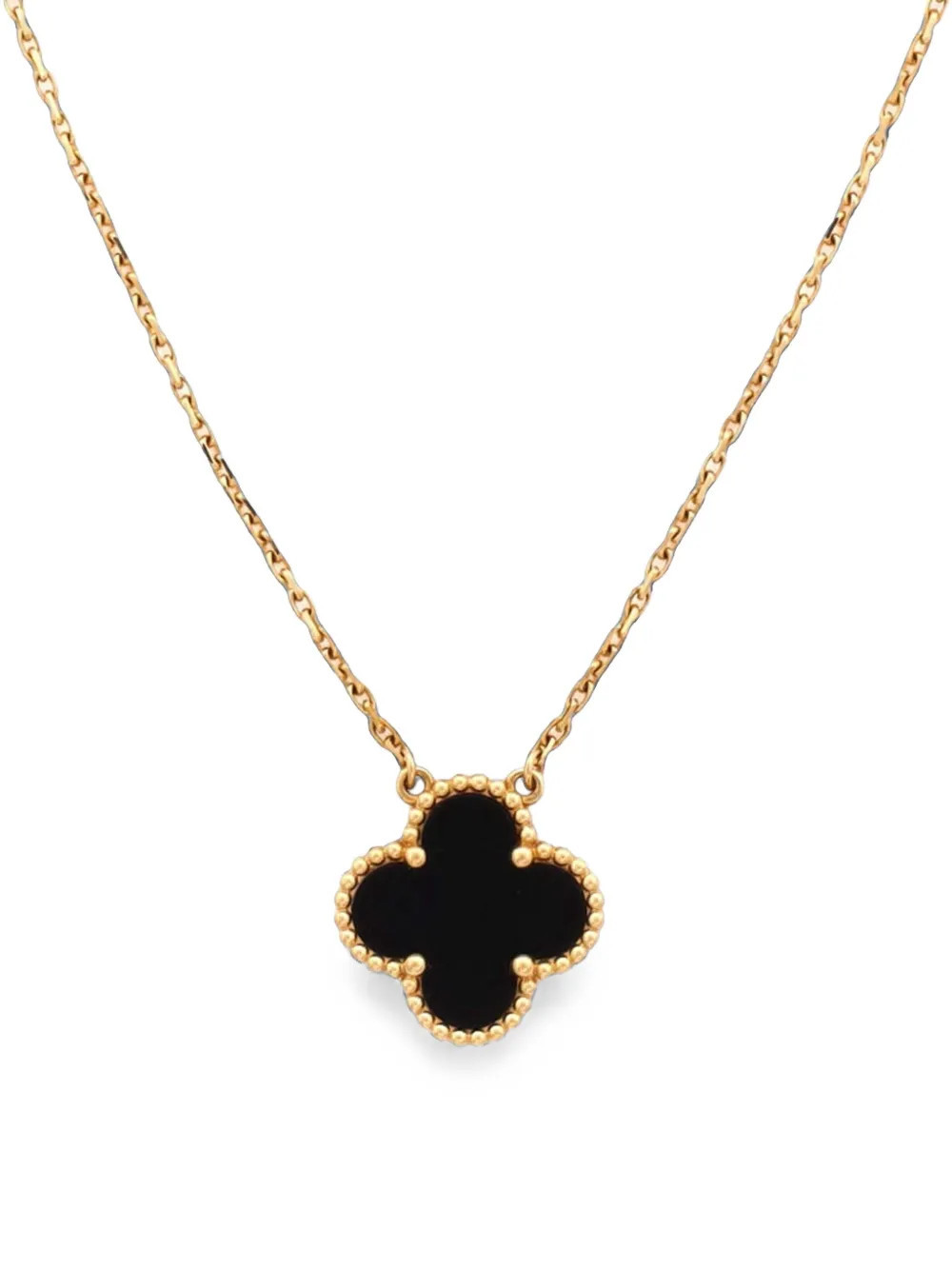 Van Cleef & Arpels Pre-Owned 2010-2026 18K Yellow Gold and Onyx Vintage Alhambra Pendant necklace | Farfetch Global