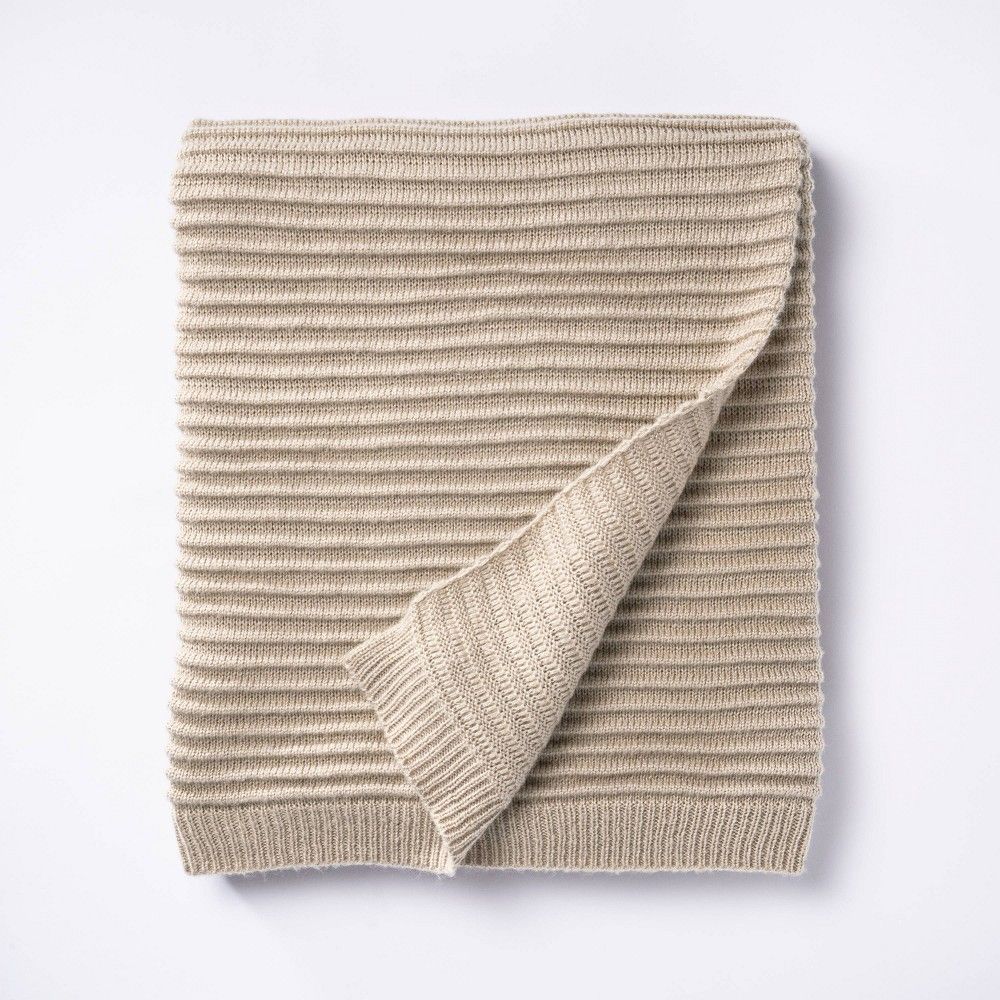 Rib Knit Throw Blanket Neutral - Threshold designed with Studio McGee | Target