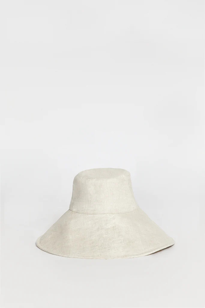 DIANA NATURAL LINEN WIDE BRIM HAT | DISSH