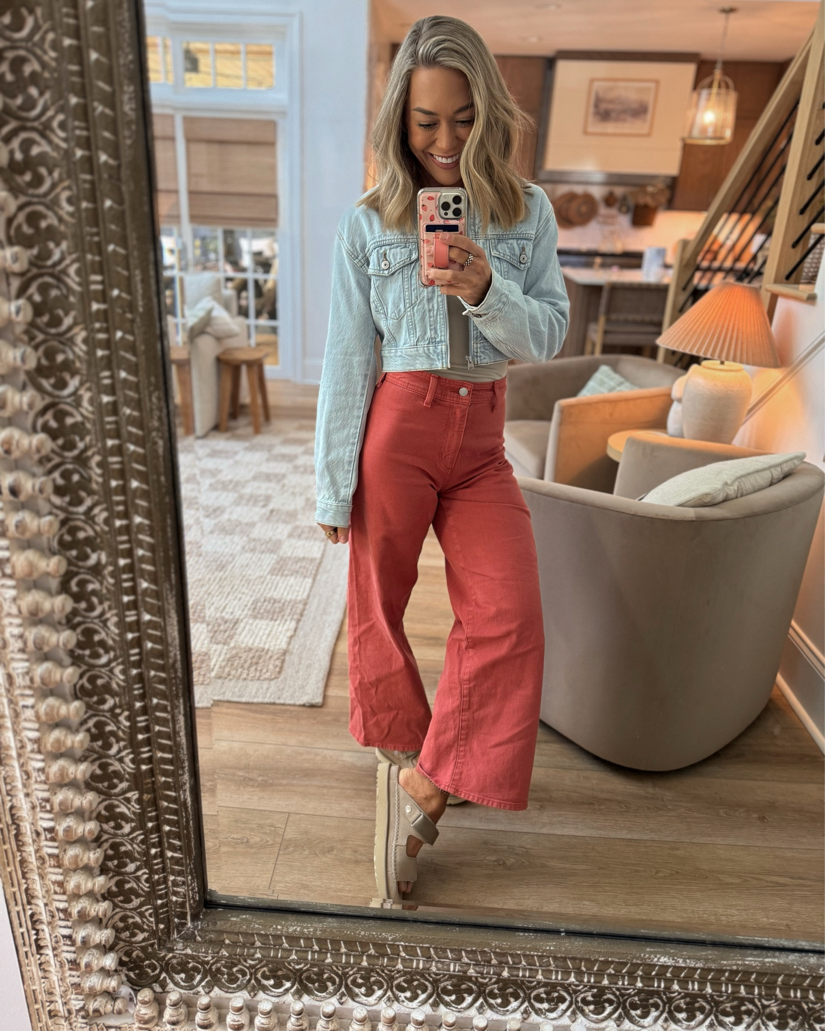 First time styling these brighter wide leg pants & I LOVE😍 they’re a high waist, wide leg / hip that flare out a bit! I think they’re super flattering on the booty! Several colors / washes! I’m in the 2! 

Sandals, I size up! Jean jacket is last year from Abercrombie but I linked similar 👏🏼 Also wearing my fave seamless crop shirt from Amazon! SUCH a good staple! 

Spring fit inspo / target finds / casual style / ugg sandals / amazon fashion / Abercrombie / Holley Gabrielle 

#LTKSeasonal #LTKFindsUnder100 #LTKStyleTip