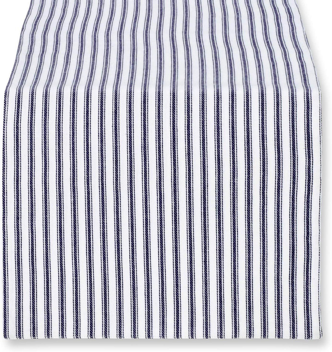 Cackleberry Home Navy Blue and White Ticking Stripe Woven Cotton Table Runner Reversible 14 x 90 ... | Amazon (US)