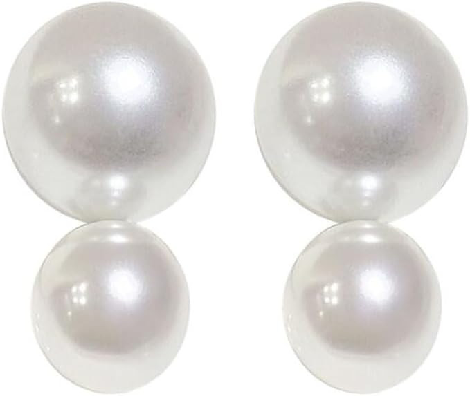 Double Pearl Earrings Pearl Stud Dangle Earrings Faux Pearl Earrings for Women Girls Summer Gifts | Amazon (US)