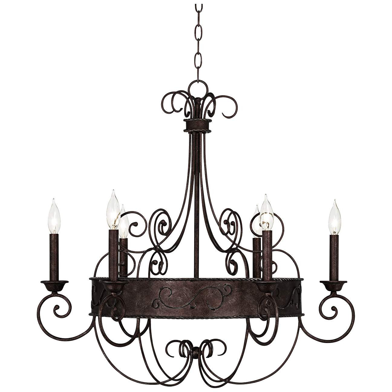 Franklin Iron Works Geralt 30" Wide Rust Candelabra Chandelier | Lamps Plus
