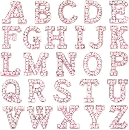 26 Pieces A-Z Rhinestone Iron On Letter Patches, Pearl Rhinestone English Letter Sew On Letters P... | Amazon (US)
