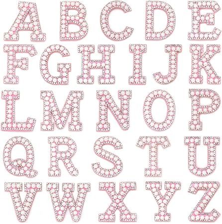 26 Pieces A-Z Rhinestone Iron On Letter Patches, Pearl Rhinestone English Letter Sew On Letters P... | Amazon (US)