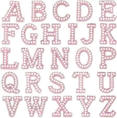 26 Pieces A-Z Rhinestone Iron On Letter Patches, Pearl Rhinestone English Letter Sew On Letters P... | Amazon (US)