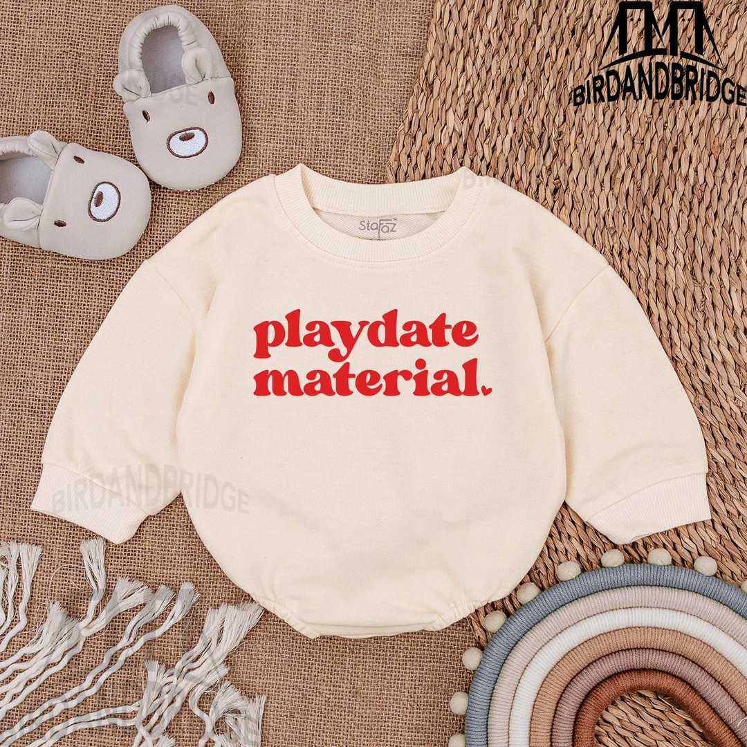 Playdate Material Baby Outfit Sweatshirt Bubble Romper Baby Boy Clothes Valentine for Baby Baby R... | Etsy (US)