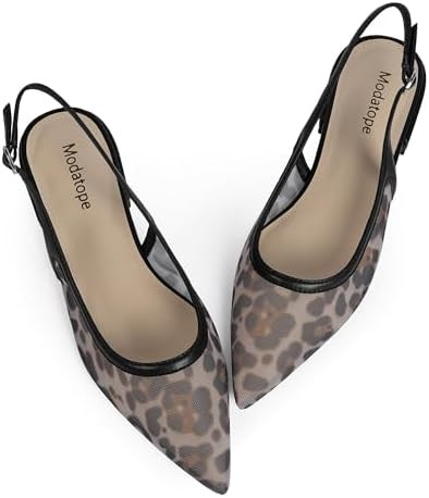 Modatope Slingback Flats for Women Pointed Toe Ballet Flats Classic Low Heel Sandals Dress Shoes | Amazon (US)