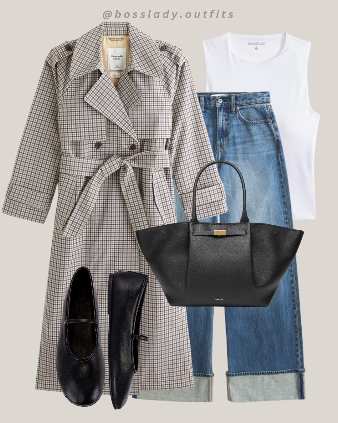 Checked trench, city walk energy

Tags: plaid trench coat outfit, wide leg jeans outfit, white tank top outfit, black leather tote bag, mary jane ballet flats, fall transitional outfit, coastal chic outfit, casual fall outfit idea, oversized trench coat, everyday fall outfit

#LTKstyletip #LTKshoes #LTKbag