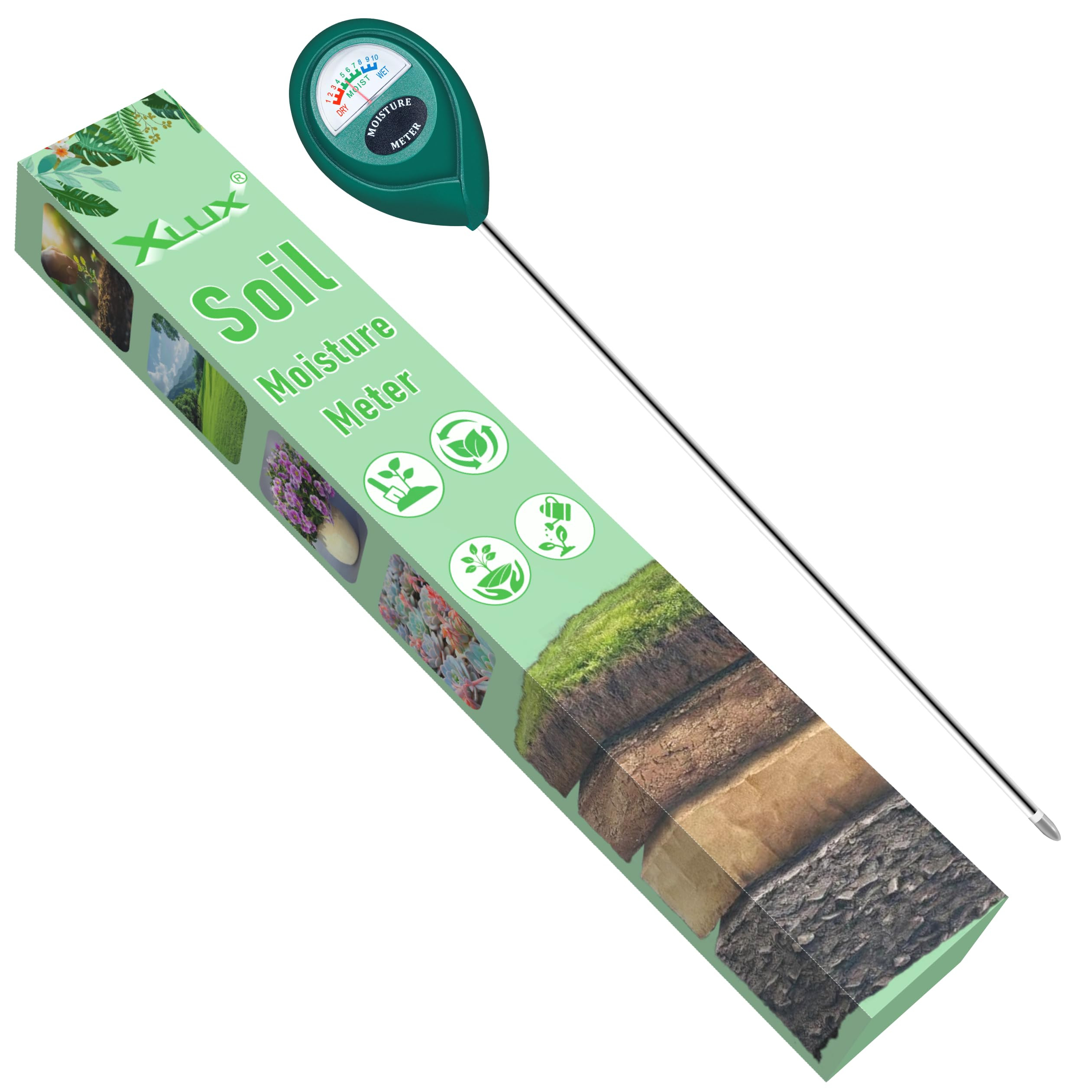 XLUX Long Probe Deep Use Soil Moisture Meter, Water Monitor Indicator Sensor, Hygrometer for Outd... | Amazon (US)