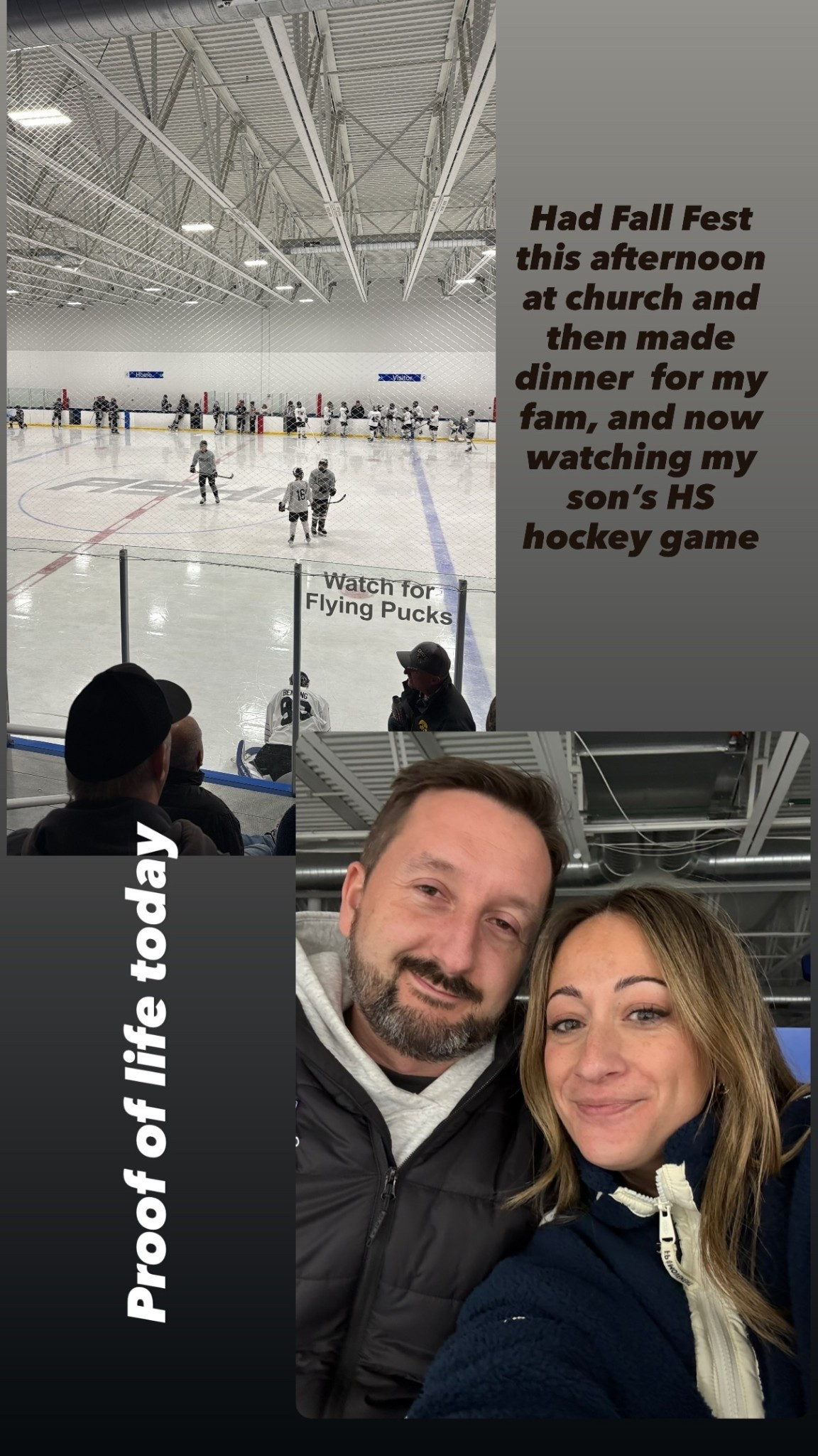 Proof of life today  Had Fall Fest this afternoon at church and then made dinner  for my fam, and now watching my son’s HS hockey game