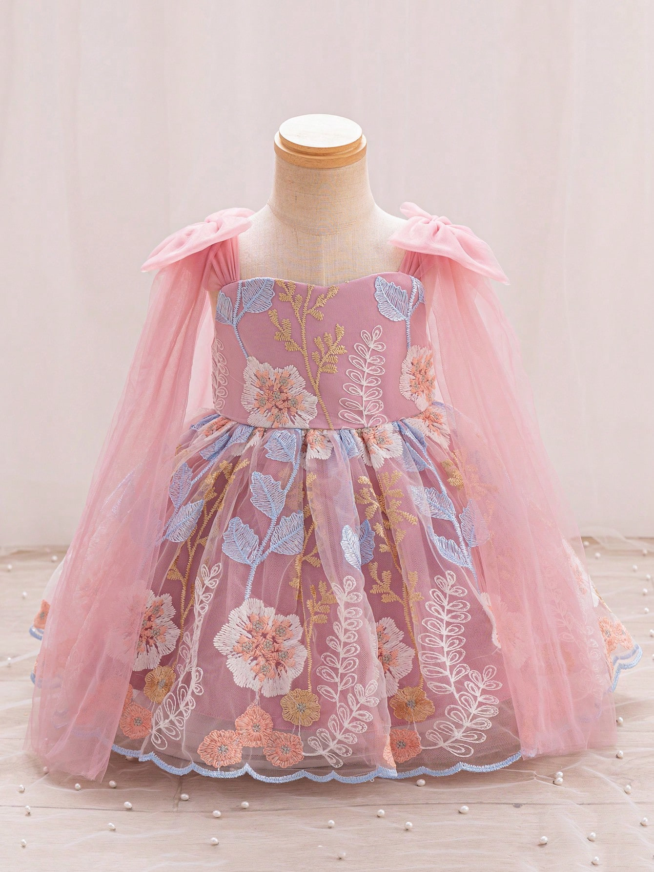 SHEIN Glamorique Kids Fashionable Elegant Princess Style Embroidered Tulle Party Dress For Baby G... | SHEIN