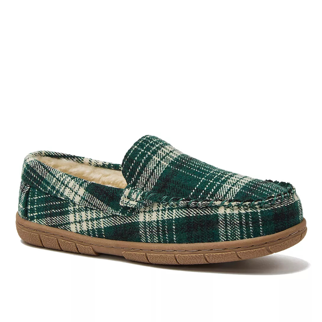 Women's Fuzzy Lined Plaid Moccasin Slippers | Lands' End (US)