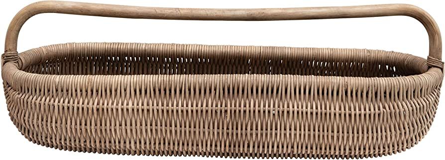Creative Co-Op Hand-Woven Rattan Basket with Handle, Natural Tray | Amazon (US)