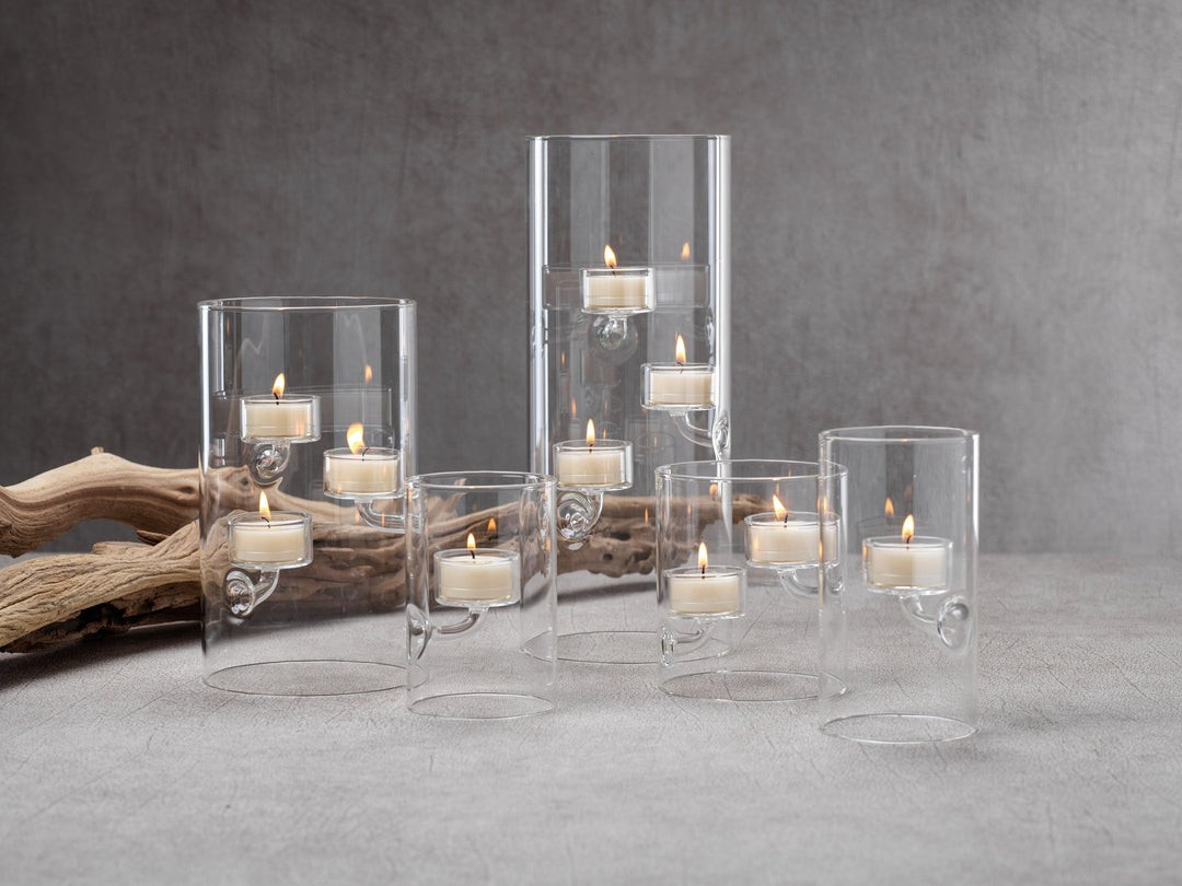 4 Piece Kelly Set Glass Tealight Holder/Hurricane | Burke Decor