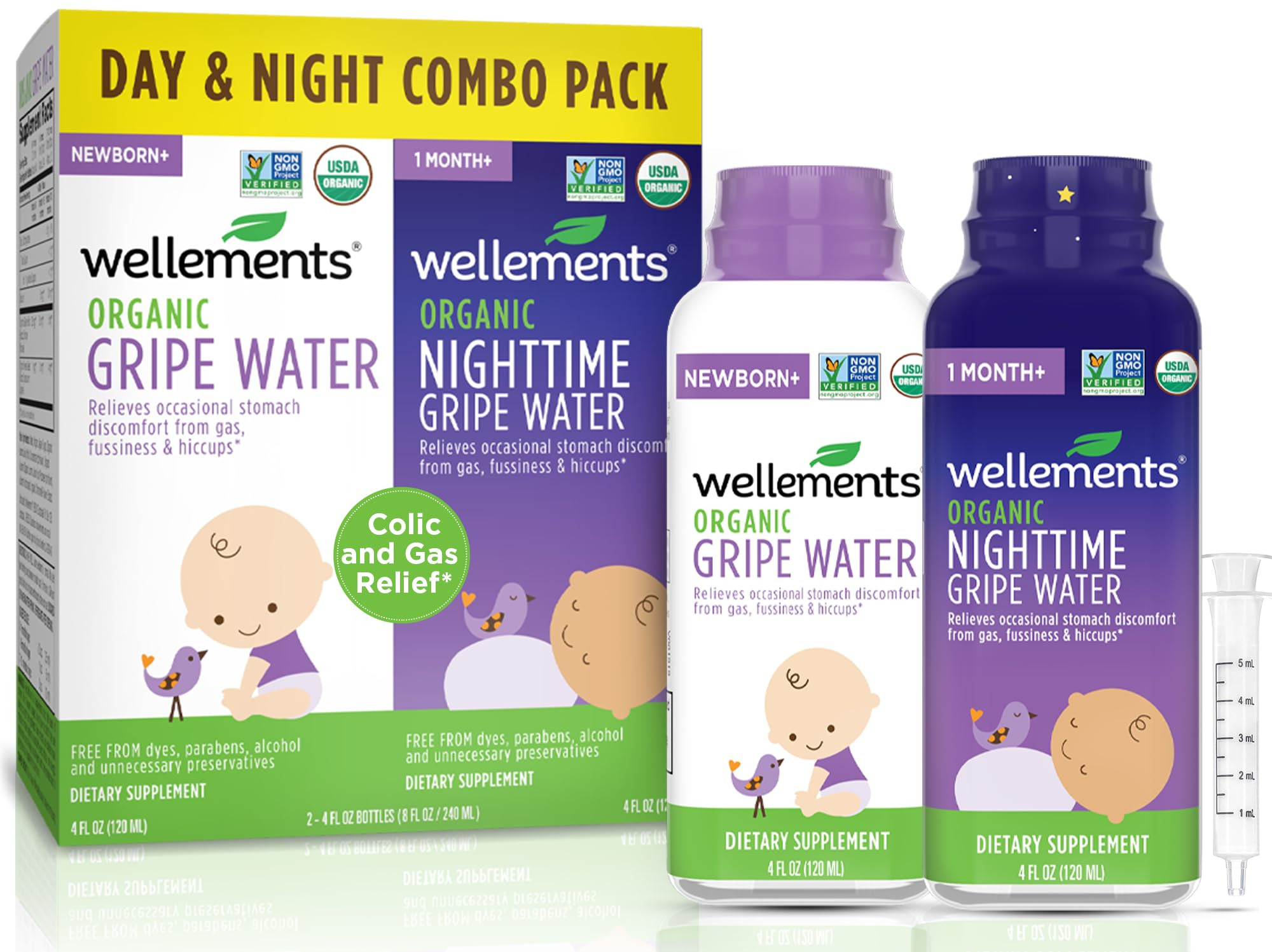 Amazon.com: Wellements Organic Gripe Water for Babies Day & Night Combo Pack (4 Fl Oz) - Infant G... | Amazon (US)