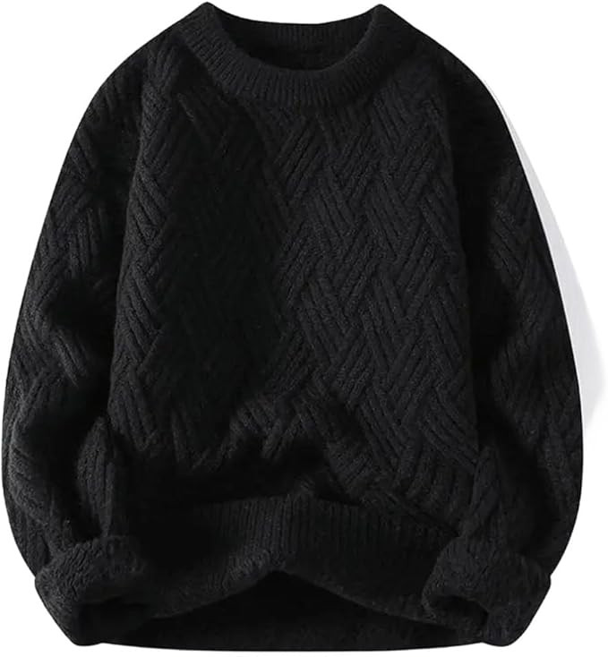 Plaid Contrast Sweater Pullover Women's Fisherman Cable Long-Sleeve Crewneck Sweater | Amazon (US)