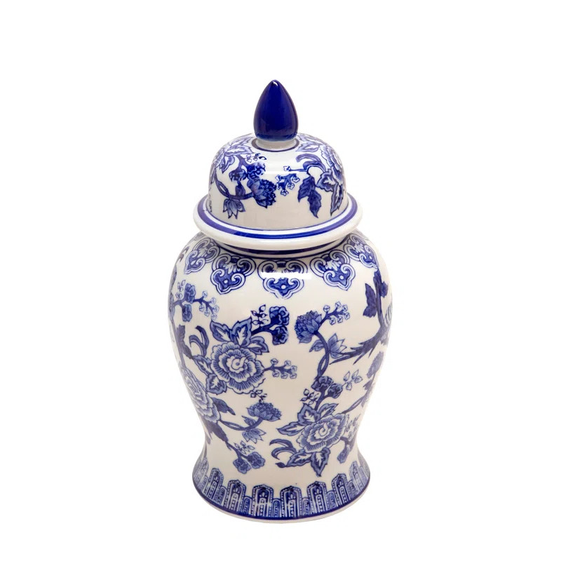 Eastville Blue/White Ceramic Jar | Wayfair North America