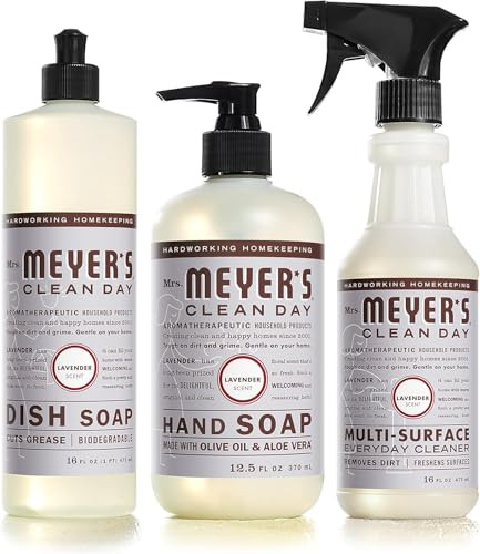 Mrs. MEYER'S CLEAN DAY Kitchen Basics Set, Includes: Multi-Surface Cleaner, Hand Soap, Dish Soap, Lavender Scent, 3 Count Pack | Amazon (US)