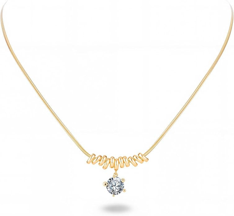 Milan Chiva 14K Gold Plated Mother of Pearl Stacked Necklace Trendy Dainty Link Chain, Cross Pend... | Amazon (US)