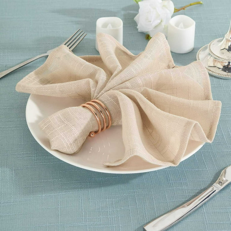 Efavormart 5 Pack BEIGE 20"x20" Premium Faux Linen Napkins Slubby Textured Wrinkle Free Napkins | Walmart (US)