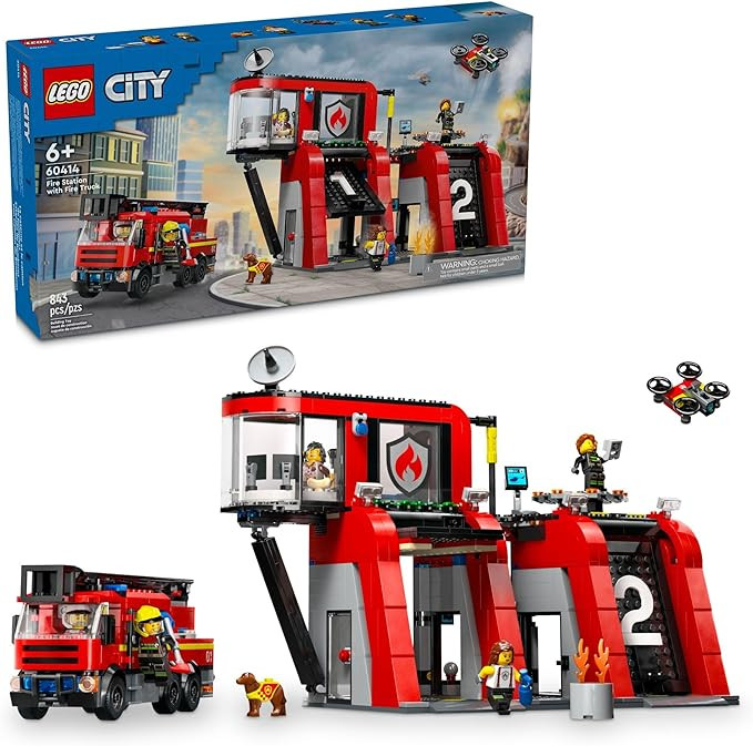 LEGO City Fire Station with Fire Truck Toy - Kids Toy Building Sets with 2 Fire Truck Attachments... | Amazon (US)