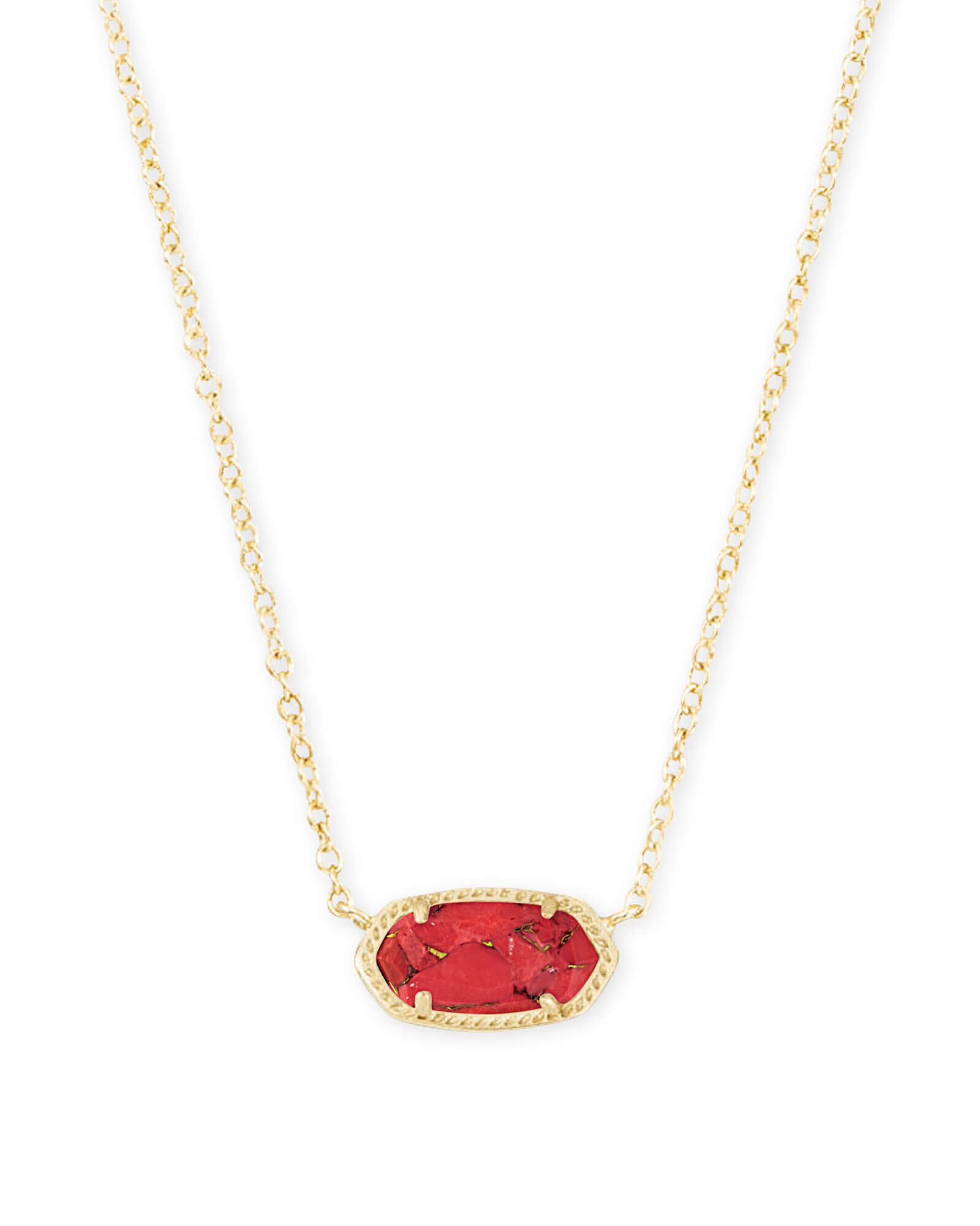 Elisa Gold Pendant Necklace in Bronze Veined Red Magnesite | Kendra Scott