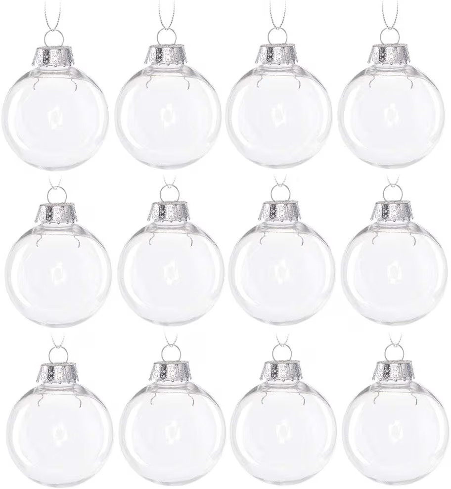 12PCS Clear Plastic Acrylic Fillable Ball Ornament Set, 2.36" DIY Christmas Balls for Holiday Orn... | Amazon (US)